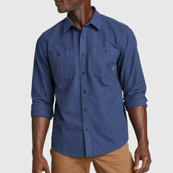 Eddie Bauer Shacket Mens XL Mountain Ops Flannel Shirt Jacket Overshirt Blue - Picture 1 of 7
